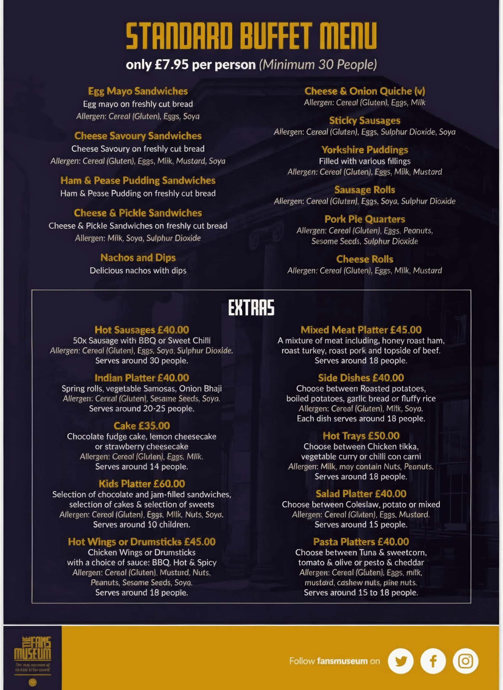 Buffet Menu Fans Museum